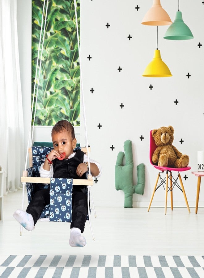 BOFFLE أرجوحة خشبية معلقة للأطفال من بوفل، أرجوحة حديقة قابلة للتعديل مع وسادتين | تتحمل وزنًا يصل إلى 20 كجم (من سنة إلى 3 سنوات) - Image 2